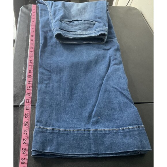 SOHO New York & Co Jeans Women Sz 14 Blue Wide Leg Snap Button Sides Boho Hippie - Picture 7 of 11